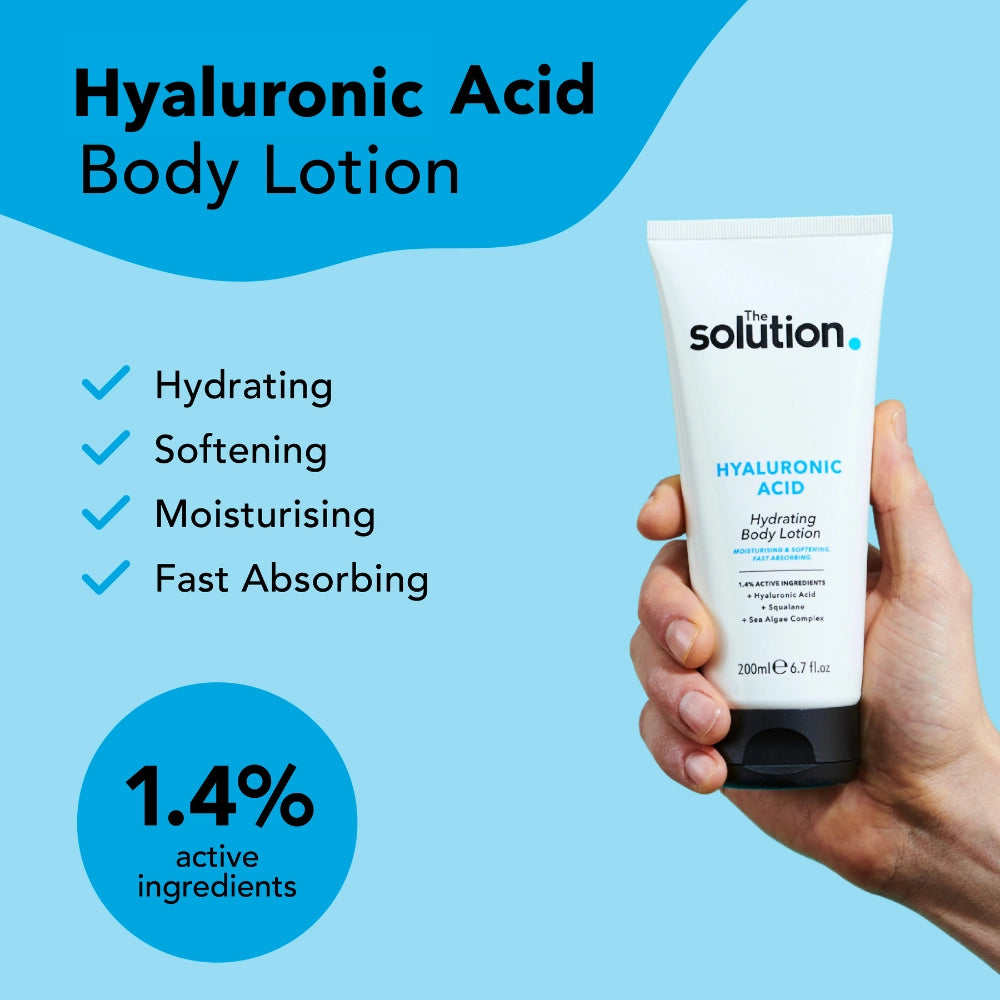 Hyaluronic Acid Hydrating Body Lotion is hydrating, softening, moisturising, fast absorbing with 1.4% active ingredients