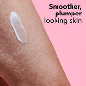 Image of product on leg- smoother plumper looking skin