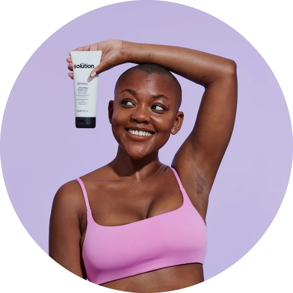 Model with The Solution Body Care product