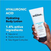 The Solution Hyaluronic Acid Hydrating Body Lotion 200ml 1.4% active ingredients including squalene, hyaluronic acid and sea algae complex