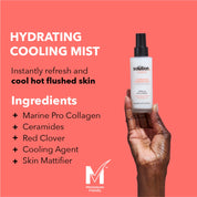 The Solution Menopause Hydrating Cooling Mist 100ml instantly refreshes and cools hot flushed skin. Ingredients include: Marine Pro Collagen, Ceramides, Red Clover, Cooling Agent, Skin Mattifier